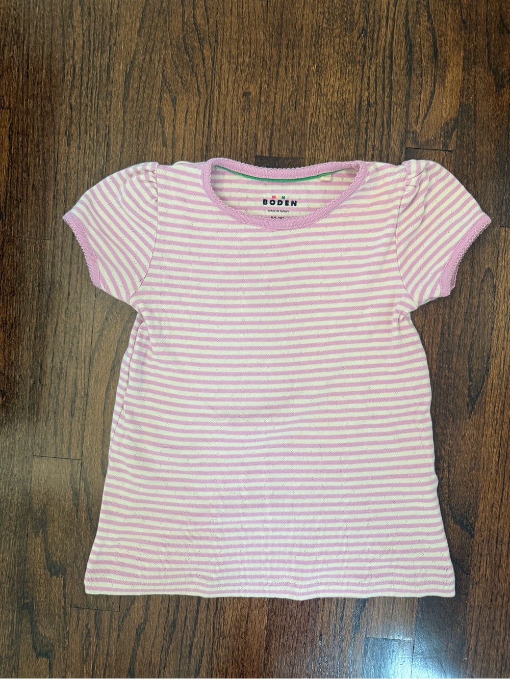 Boden Lavender & White Striped Short Sleeve Tee